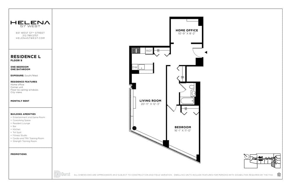 601 West 57 Street #9L, Manhattan, NY 10019 1