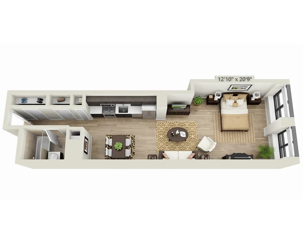 95 Wall St. in Financial District 95 Wall Street #1604, Manhattan, NY 10005 apartment_floor_plan 1