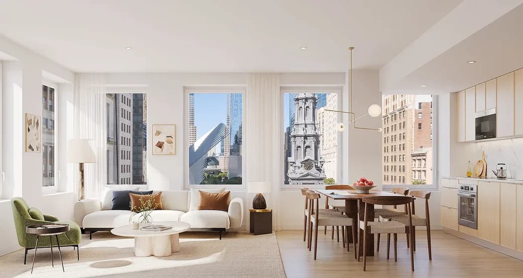 95 Wall St. in Financial District 95 Wall Street #916, Manhattan, NY 10005 apartment_living_room 1