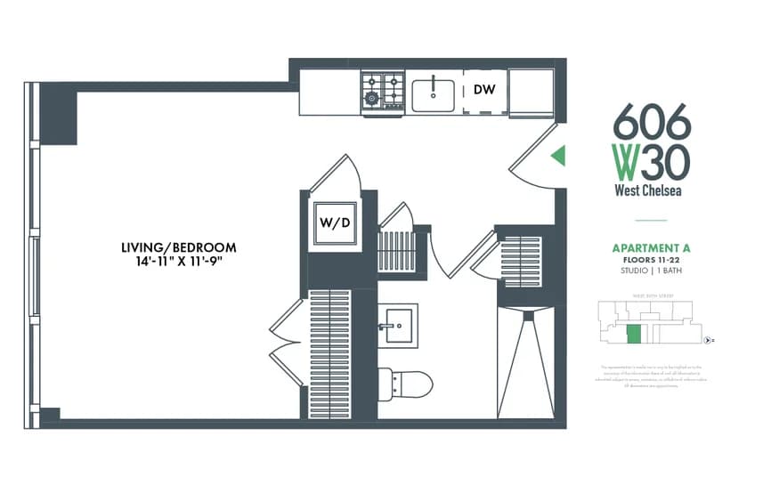606 West 30 Street #18A, Manhattan, NY 10001 apartment_floor_plan 1