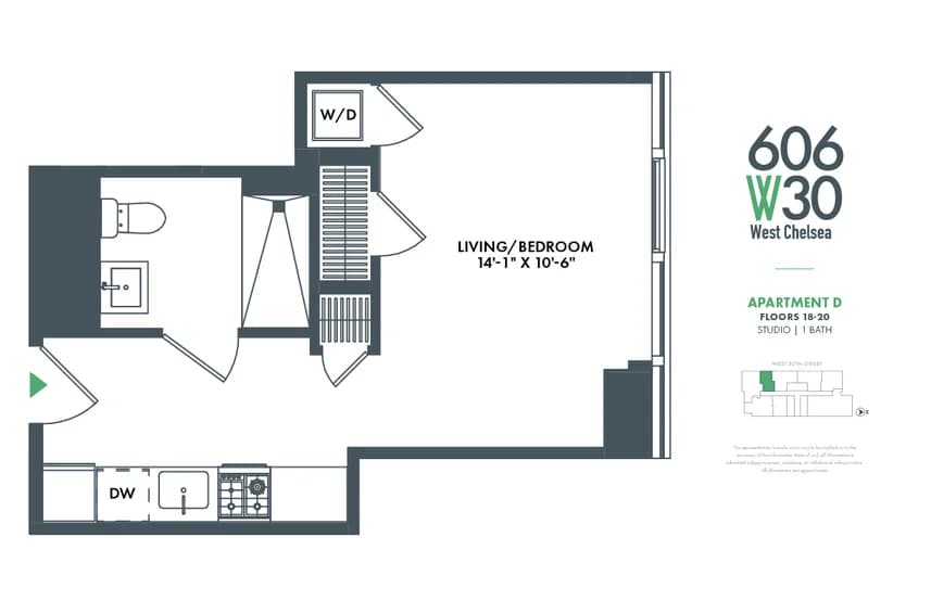 606 West 30 Street #18D, Manhattan, NY 10001 apartment_floor_plan 1