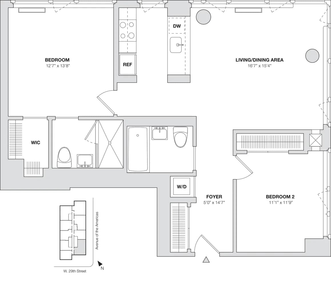 105 West 29 Street #47G, Manhattan, NY 10001 apartment_floor_plan 1