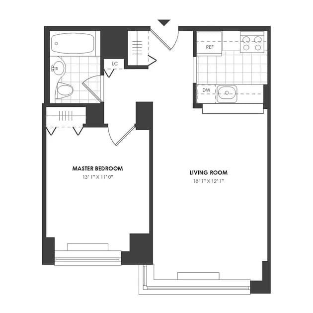 The Capitol 776 6 Ave #34J, Manhattan, NY 10001 apartment_floor_plan 1