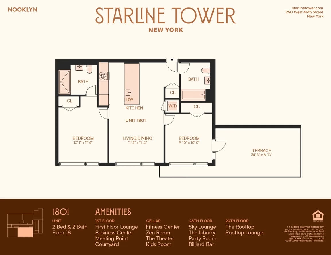 250 West 49 Street #1801, Manhattan, NY 10019 apartment_floor_plan 1