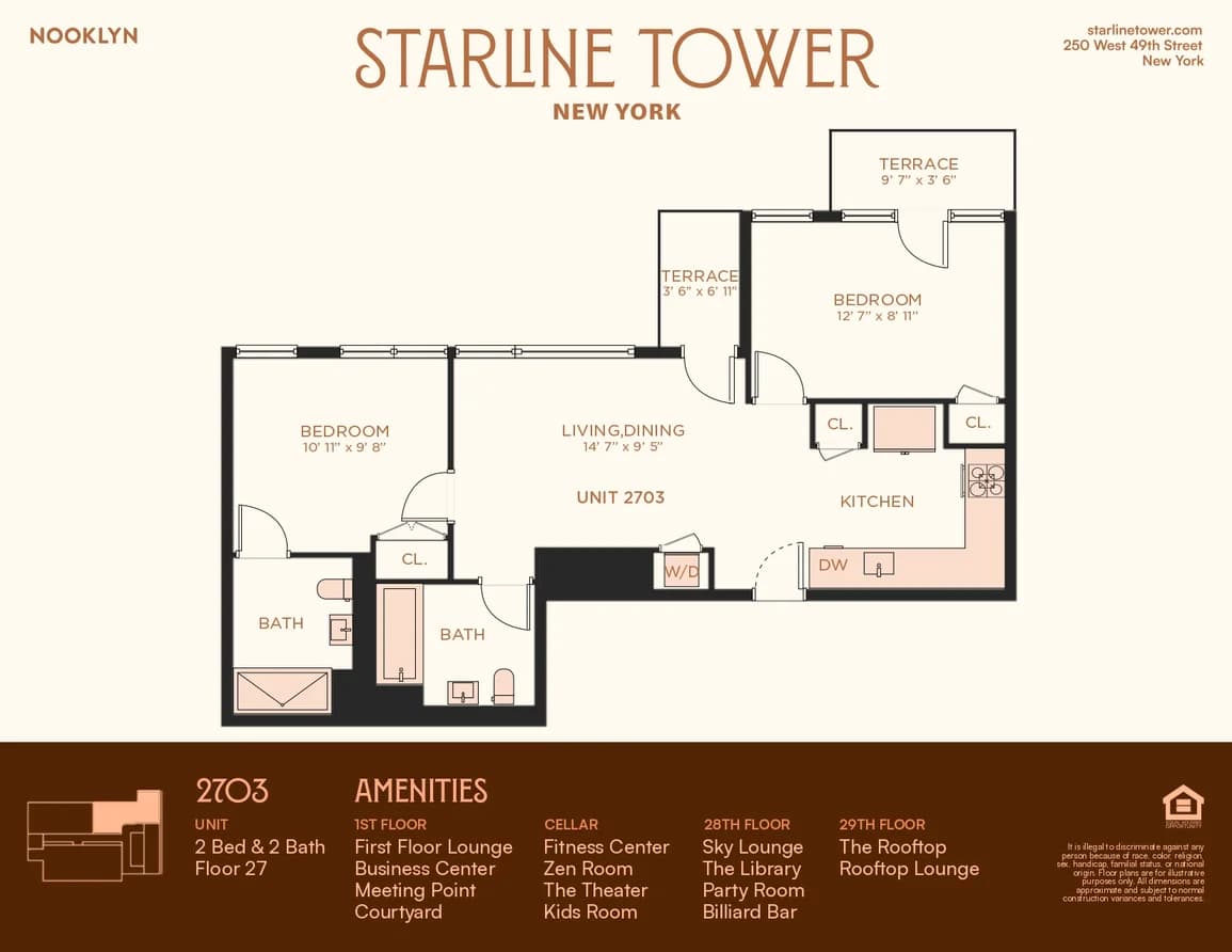 250 West 49 Street #2703, Manhattan, NY 10019 apartment_floor_plan 1