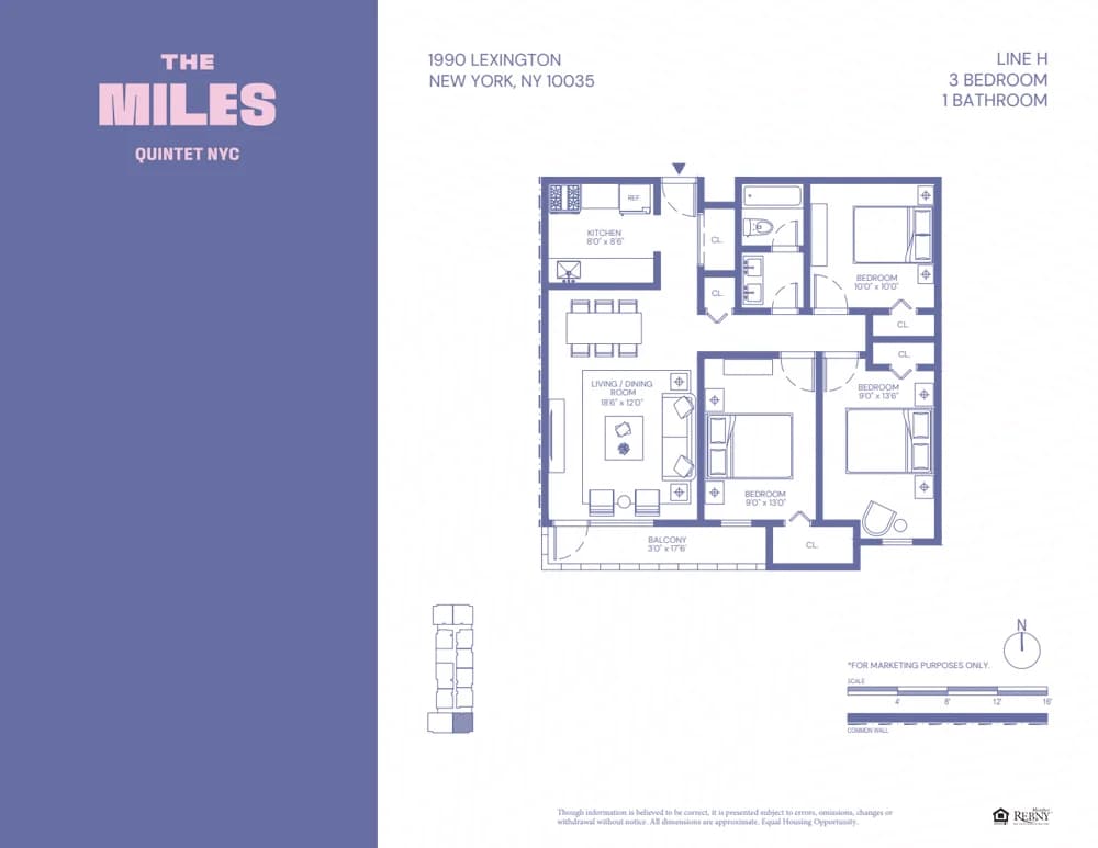 The Miles 1990 Lexington Avenue #12C, Manhattan, NY 10027 apartment_floor_plan 1