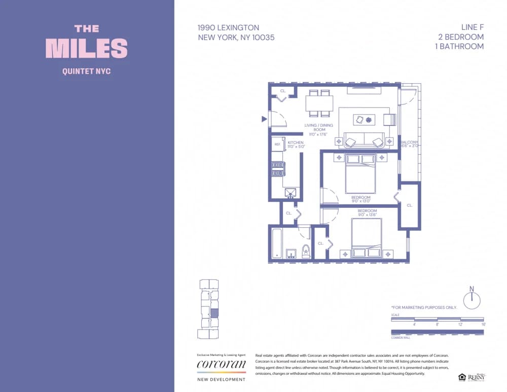 The Miles 1990 Lexington Avenue #24F, Manhattan, NY 10027 apartment_floor_plan 1