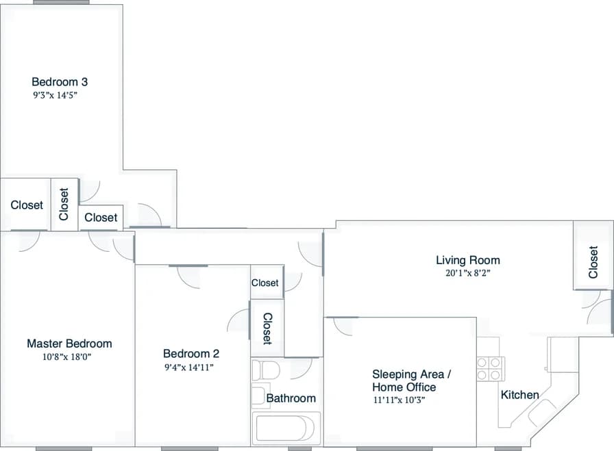 610 East 20 Street #08-B, Manhattan, NY 10009 apartment_floor_plan 1