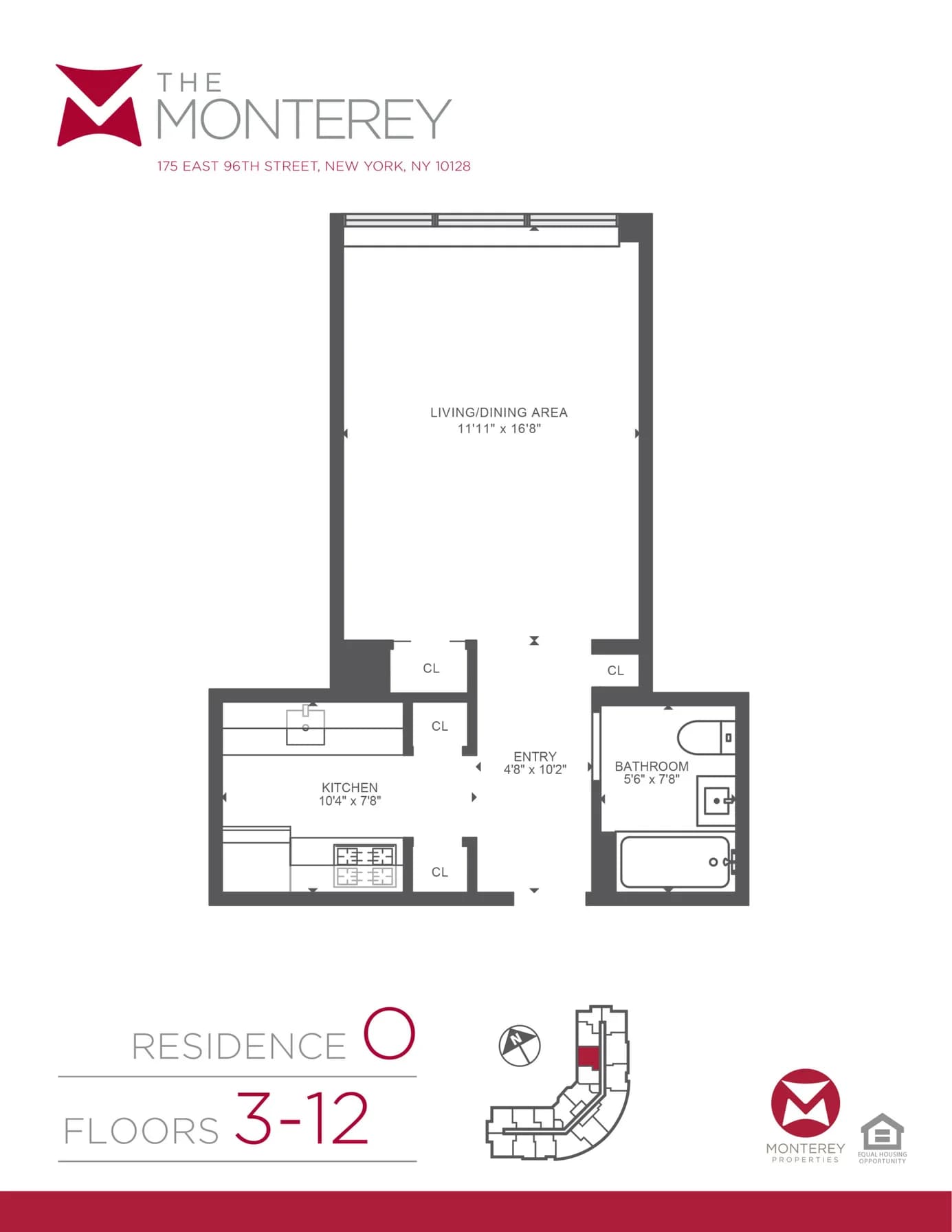 The Monterey 175 E 96 St #005O, Manhattan, NY 10029 apartment_floor_plan 1