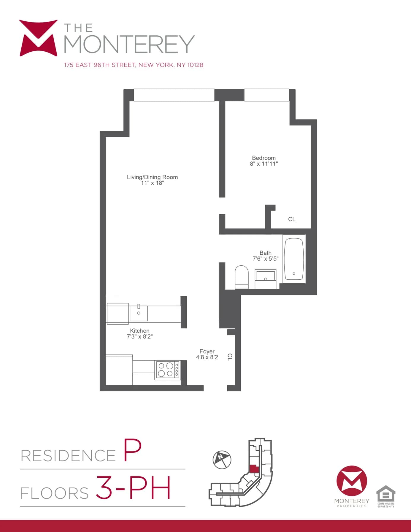 The Monterey 175 E 96 St #018P, Manhattan, NY 10029 apartment_floor_plan 1
