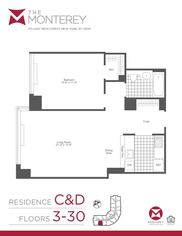 The Monterey 175 E 96 St #019C, Manhattan, NY 10029 apartment_floor_plan 1
