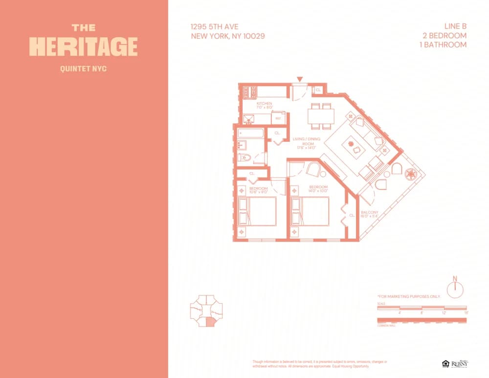 The Heritage 1295 5 Avenue #23F, Manhattan, NY 10029 apartment_floor_plan 1