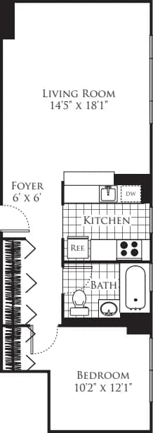 Longacre House 305 West 50 Street #26A, Manhattan, NY 10019 apartment_floor_plan 1