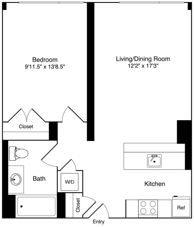 239 North 9 Street #E503, Brooklyn, NY 11211 apartment_floor_plan 1