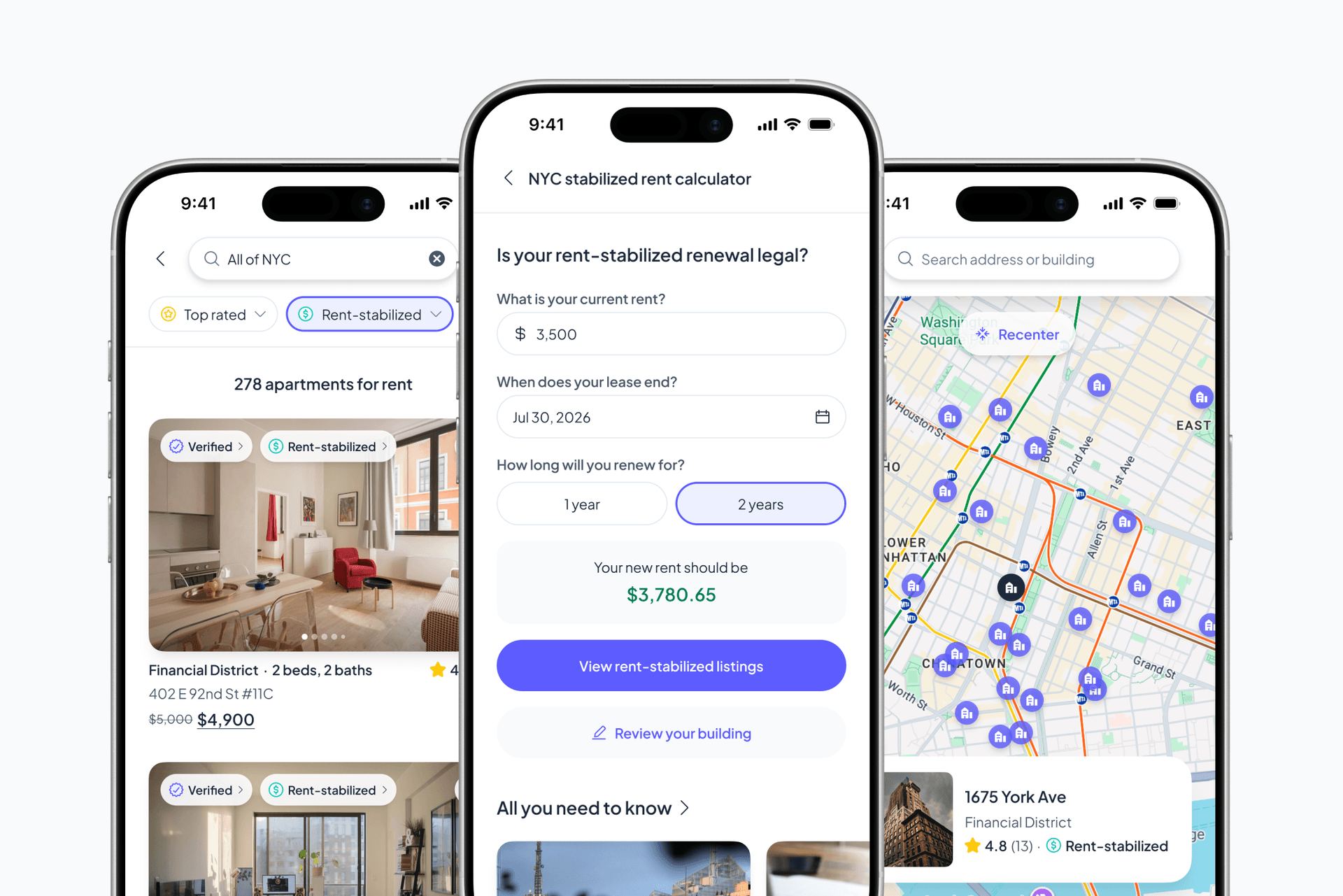 Openigloo rent stabilized calculator app screens